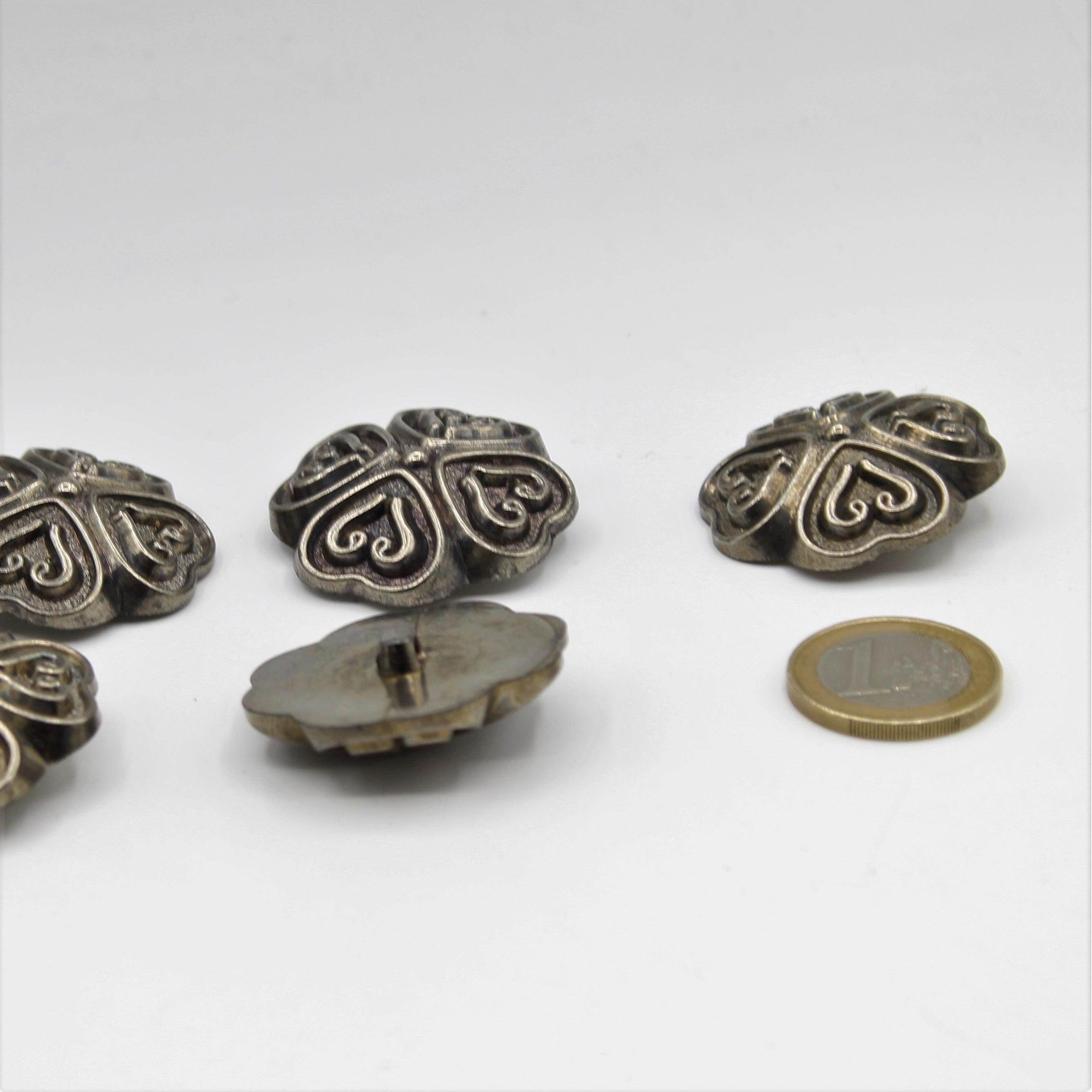 gold or silver button with heart patterns - ACCESSOIRES LEDUC BV