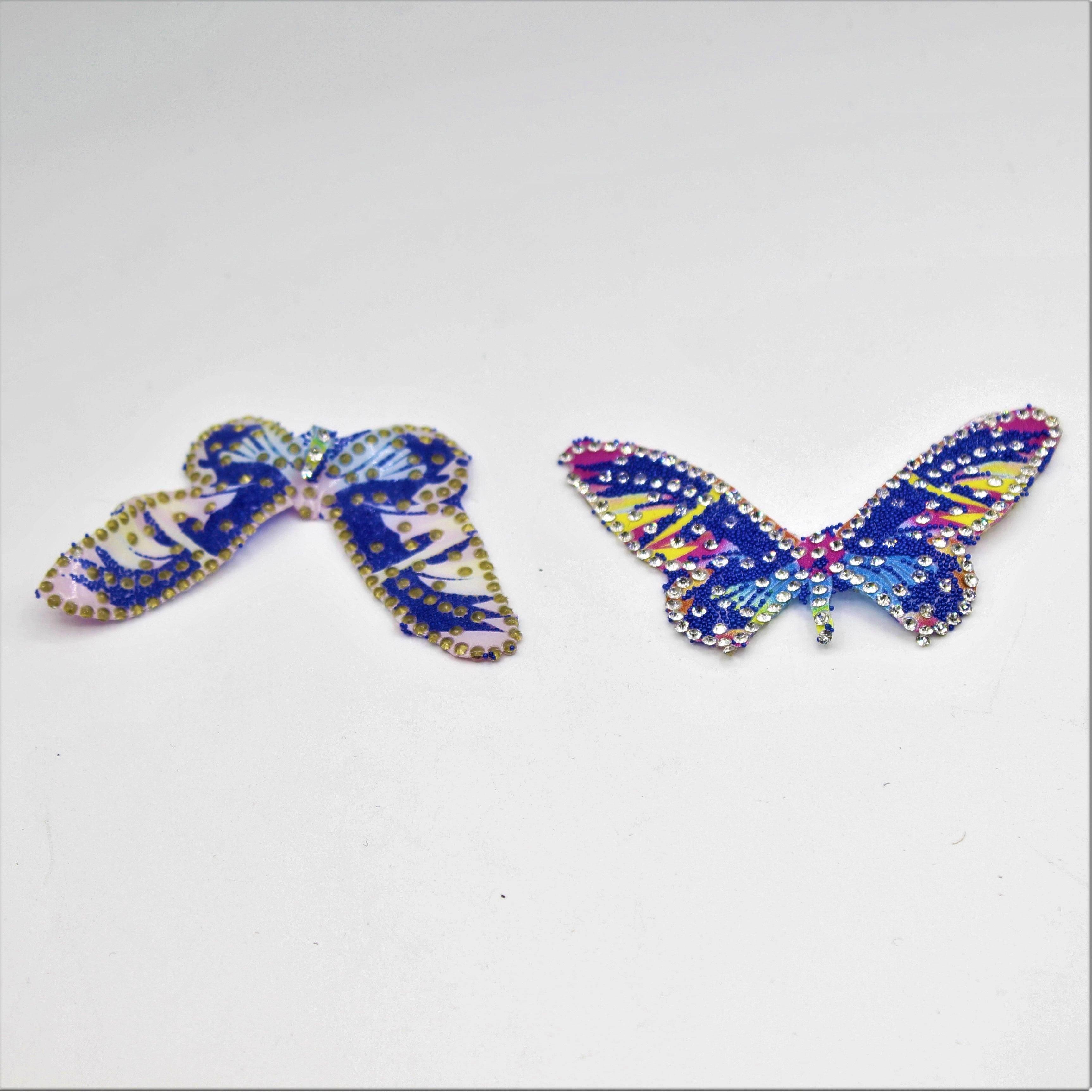 4 Shiny Strass Coloured Butterfly Patches Iron-on 66 x 43 mm - ACCESSOIRES LEDUC BV