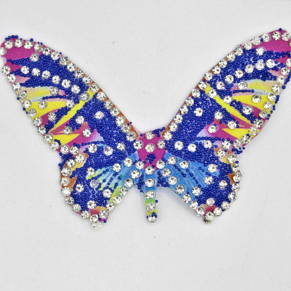 4 Shiny Strass Coloured Butterfly Patches Iron-on 66 x 43 mm - ACCESSOIRES LEDUC BV