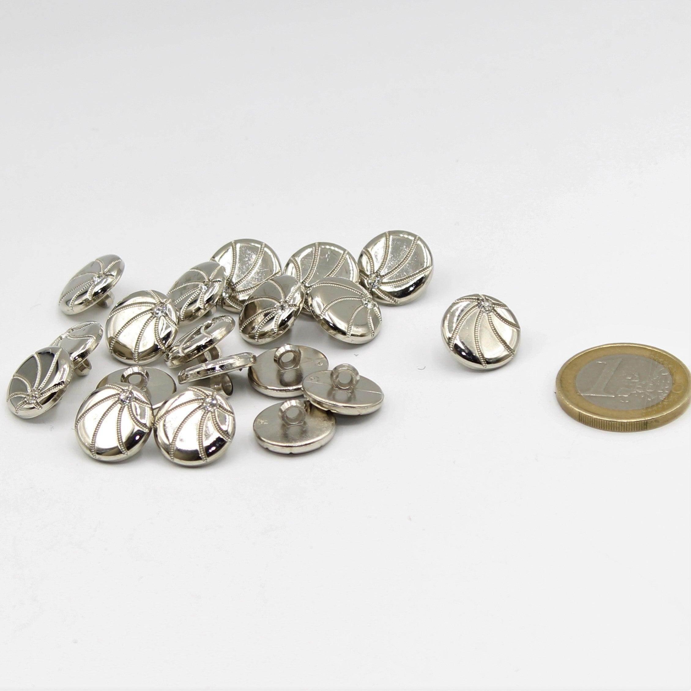 Silver Button in the Shape of a Basketball with Strass 14 and 18mm - ACCESSOIRES LEDUC BV