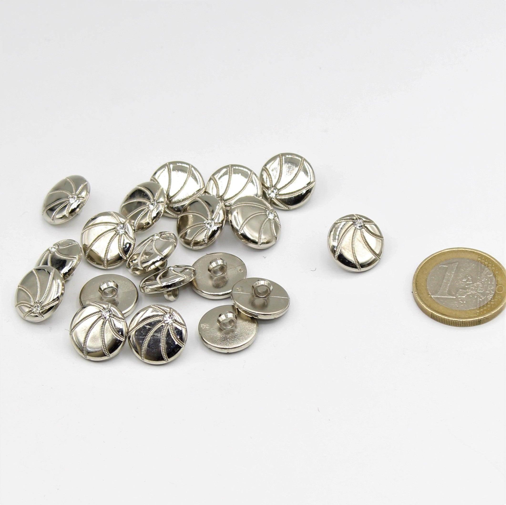 Silver Button in the Shape of a Basketball with Strass 14 and 18mm - ACCESSOIRES LEDUC BV