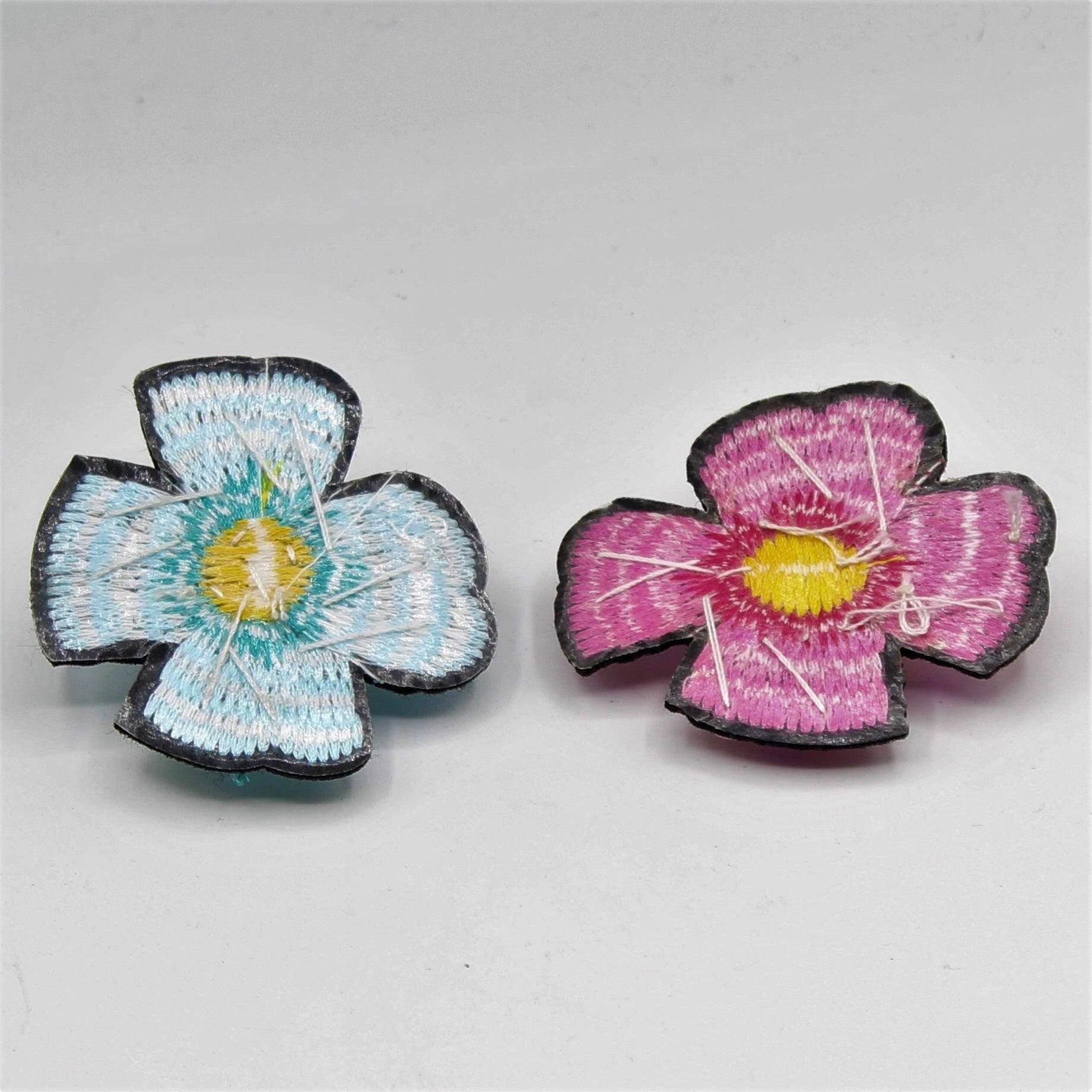 6 cm-Blue or Pink Floral Patches Iron-on With Strass and Glitter Sequins - ACCESSOIRES LEDUC BV