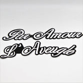 Black and White Iron-on Patch "PAR AMOUR AND  "L'AVEUGLE" - ACCESSOIRES LEDUC