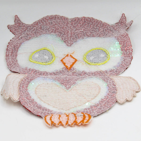 Red Patche of Owl with Sequins 24x17 cm - ACCESSOIRES LEDUC