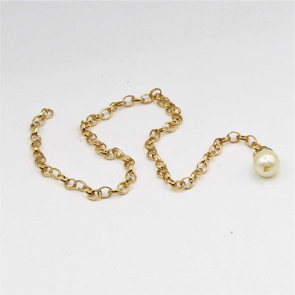 Gold Chain with Pearl at the end 38cm - ACCESSOIRES LEDUC BV