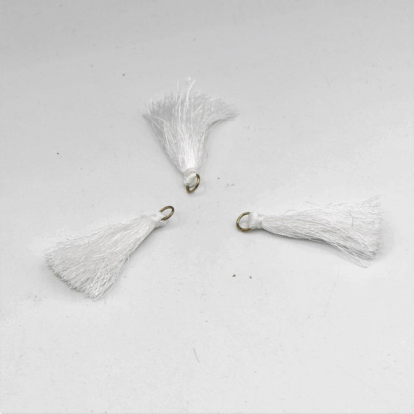 4x White Tassel with Gold Clip 5cm - ACCESSOIRES LEDUC BV