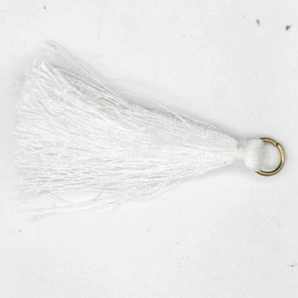 4x White Tassel with Gold Clip 5cm - ACCESSOIRES LEDUC BV