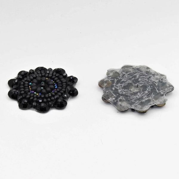3x Round Black Patch with Strass 55 mm - ACCESSOIRES LEDUC BV