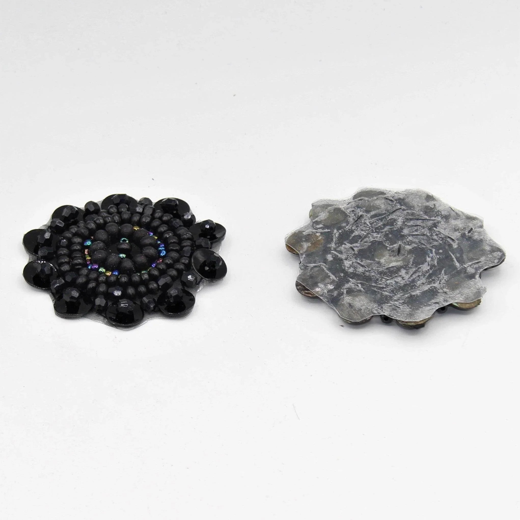 3x Round Black Patch with Strass 55 mm - ACCESSOIRES LEDUC BV
