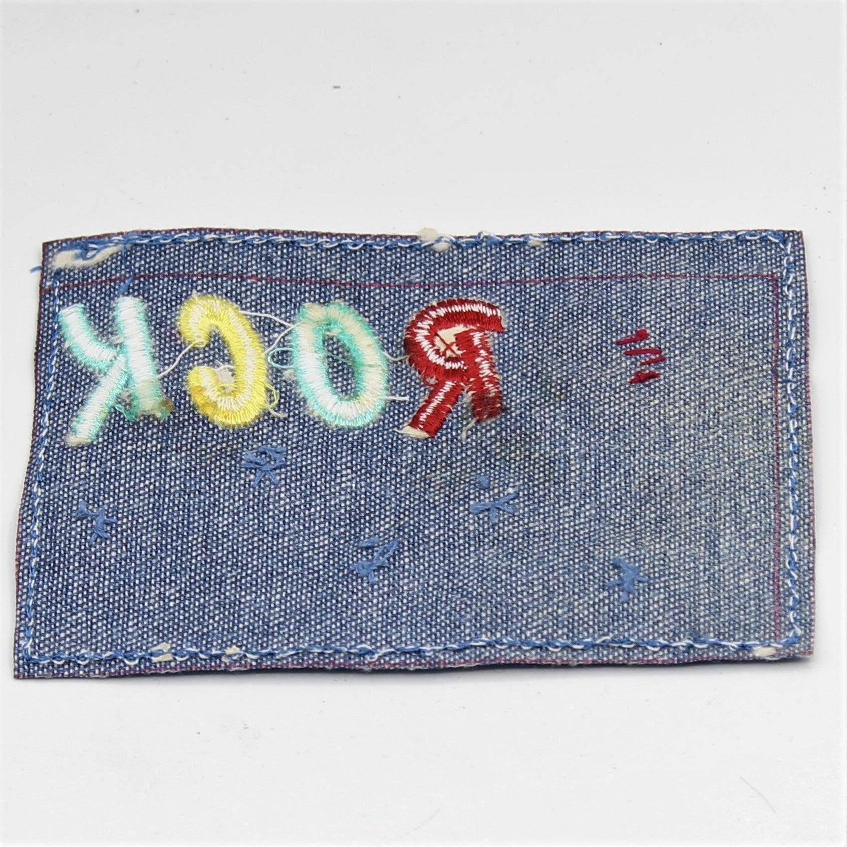 Blue Jeans Rock Patch with Pattern, Pin, Button. 8 and 10cm set of 2 - ACCESSOIRES LEDUC BV