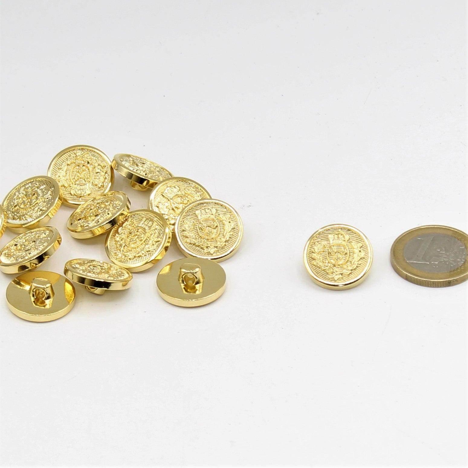 Gold and Silver Metallized Nylon Shank Button with Crown Design 15,18,20 and 23mm - ACCESSOIRES LEDUC BV