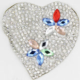 Set of 2 Heart Iron-on Patch with Silver Strass and Colored Diamond 6cm - ACCESSOIRES LEDUC BV