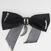 Black Bow Tie, Silver Horn with Strass and Pin 9x4cm - ACCESSOIRES LEDUC BV