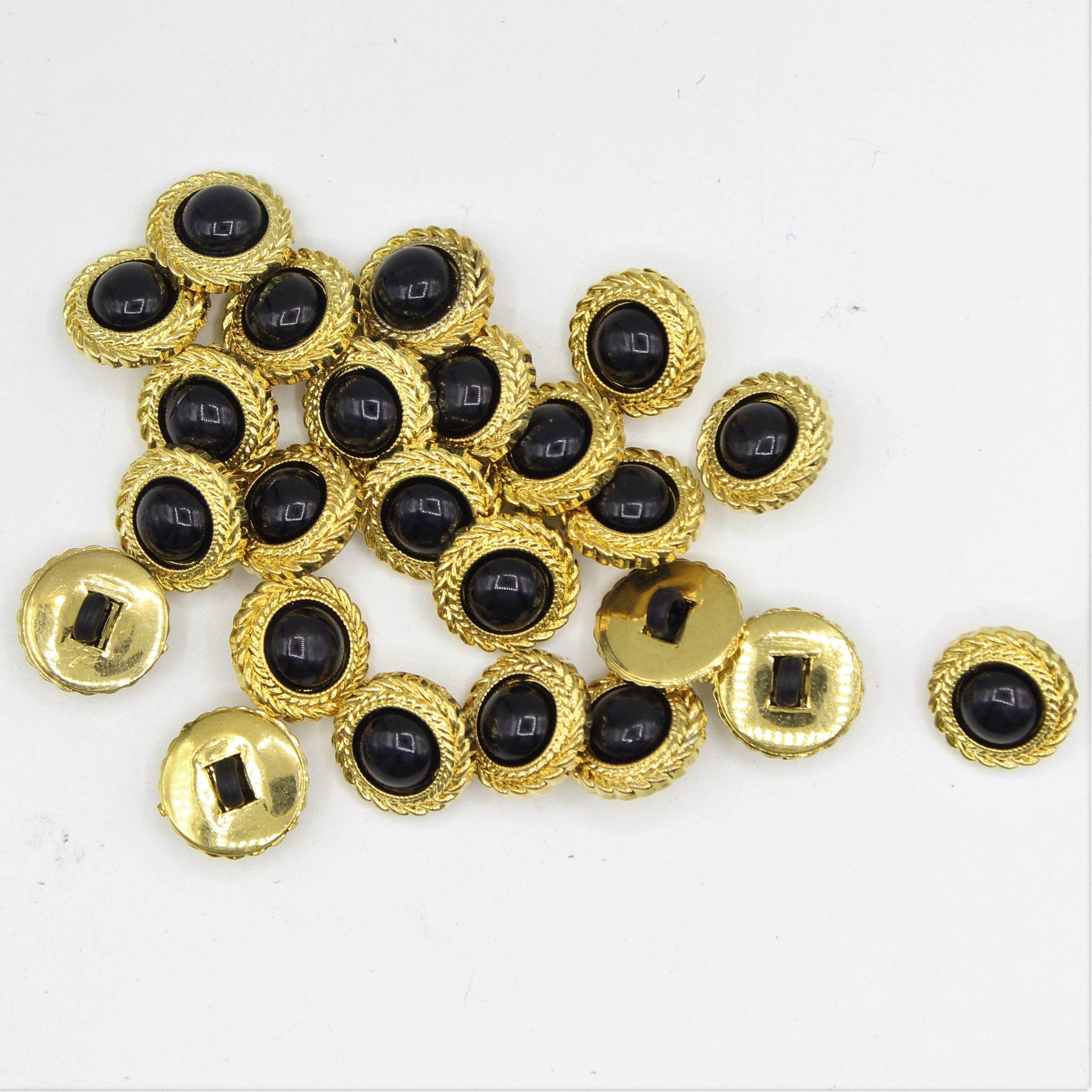 Gold Shank Button with Black Pearl in the center 13,15,18 and 20mm - ACCESSOIRES LEDUC BV