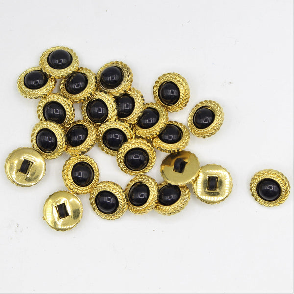 Gold Shank Button with Black Pearl in the center 4,6,9 and 11mm - ACCESSOIRES LEDUC