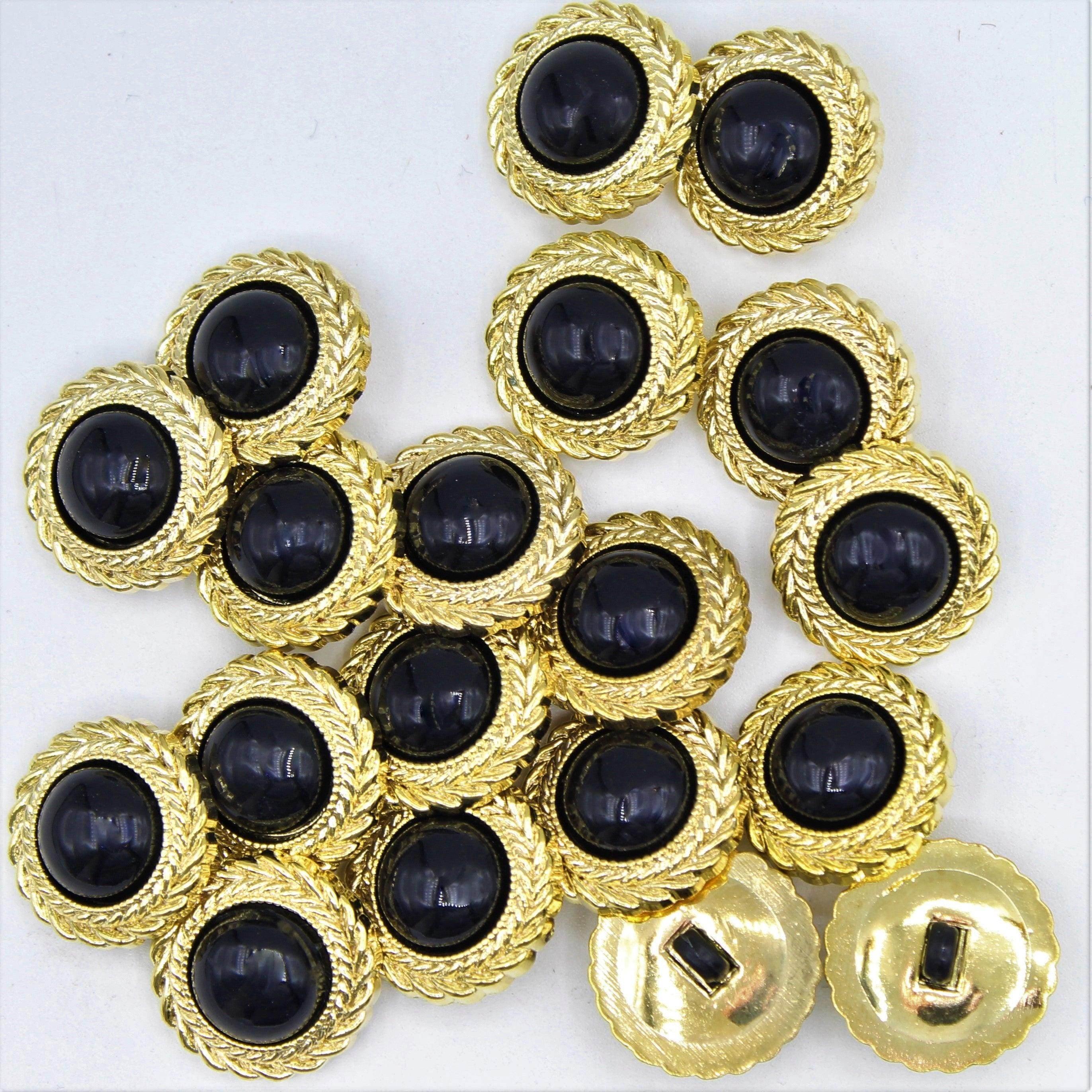 Gold Shank Button with Black Pearl in the center 13,15,18 and 20mm - ACCESSOIRES LEDUC BV