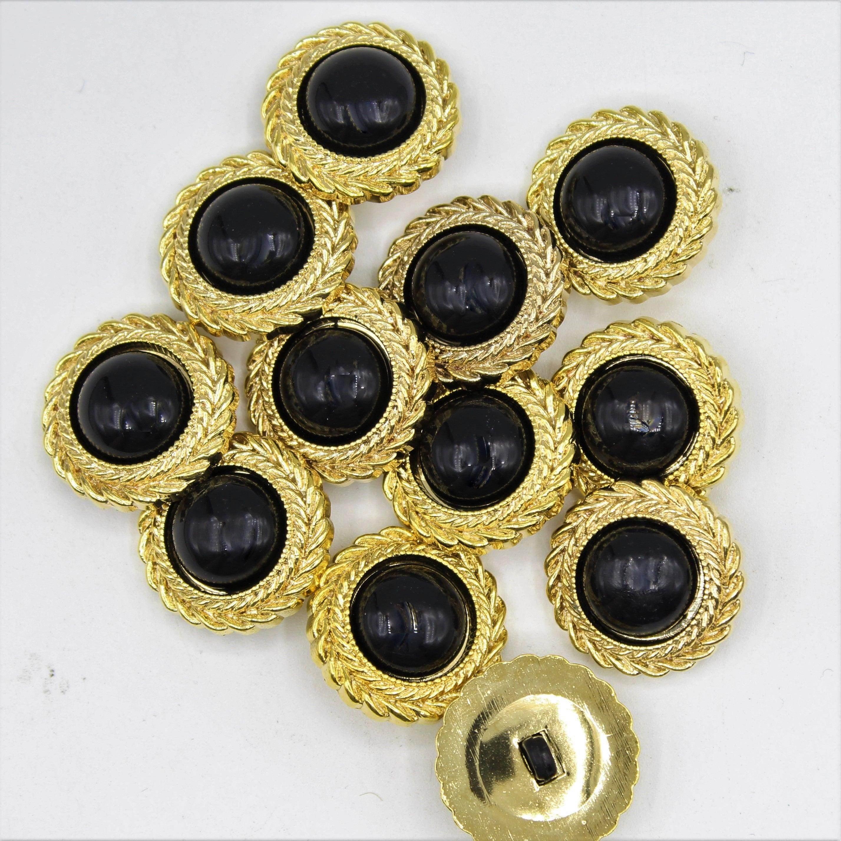 Gold Shank Button with Black Pearl in the center 13,15,18 and 20mm - ACCESSOIRES LEDUC BV