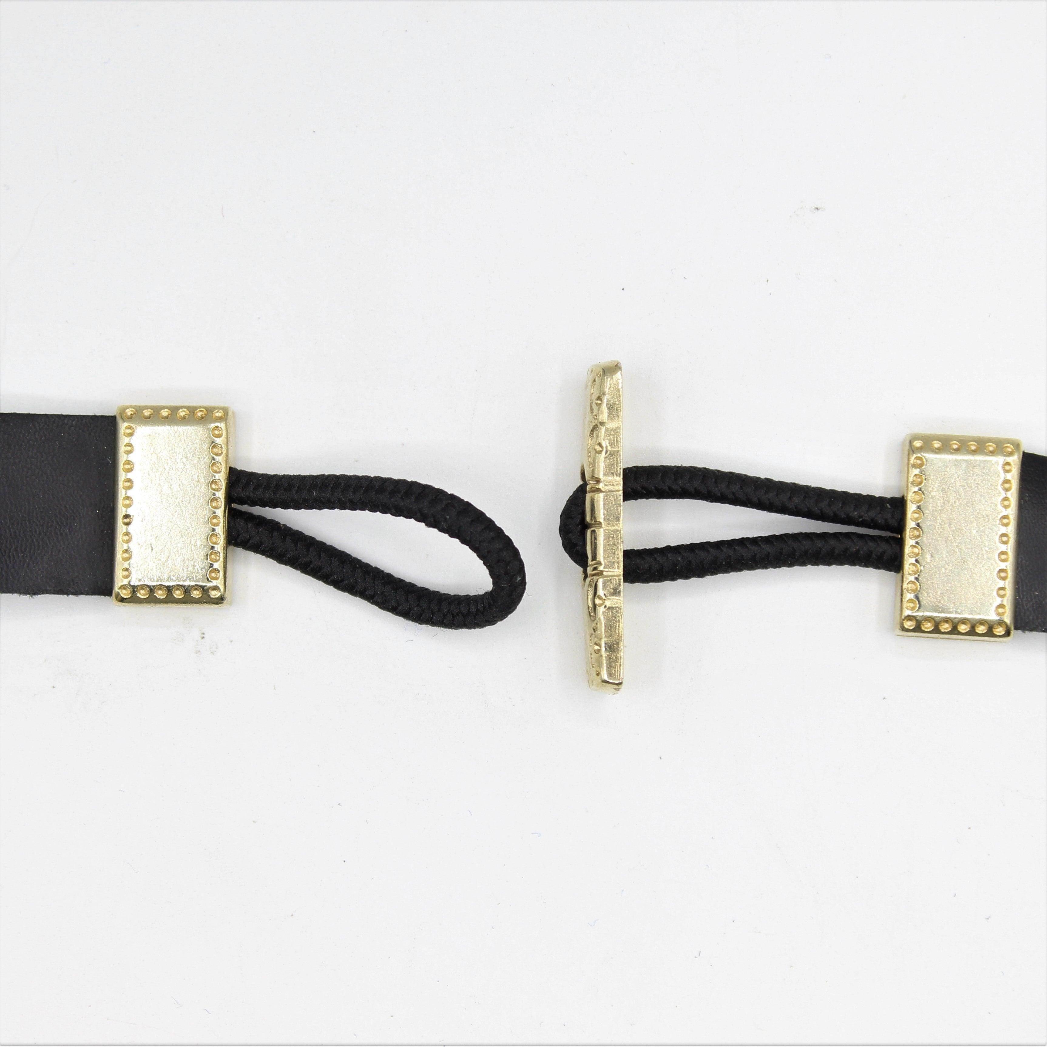 Leather and Gold Bag Buckle Fastener 13cm - ACCESSOIRES LEDUC BV