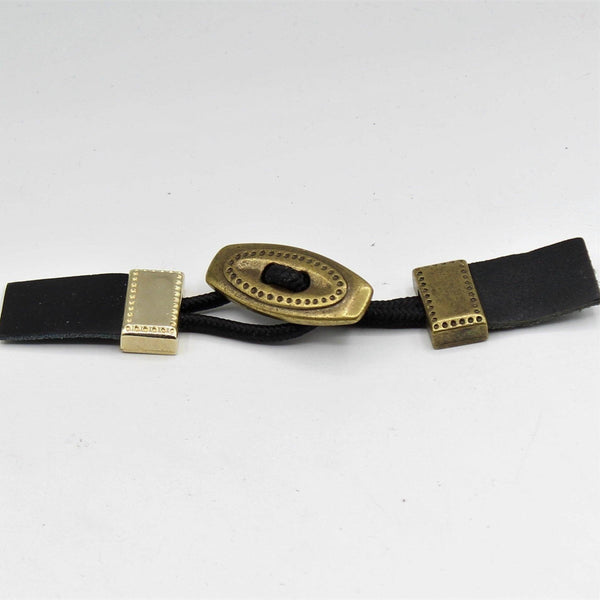 Leather and Gold Bag Buckle Fastener 13cm - ACCESSOIRES LEDUC BV