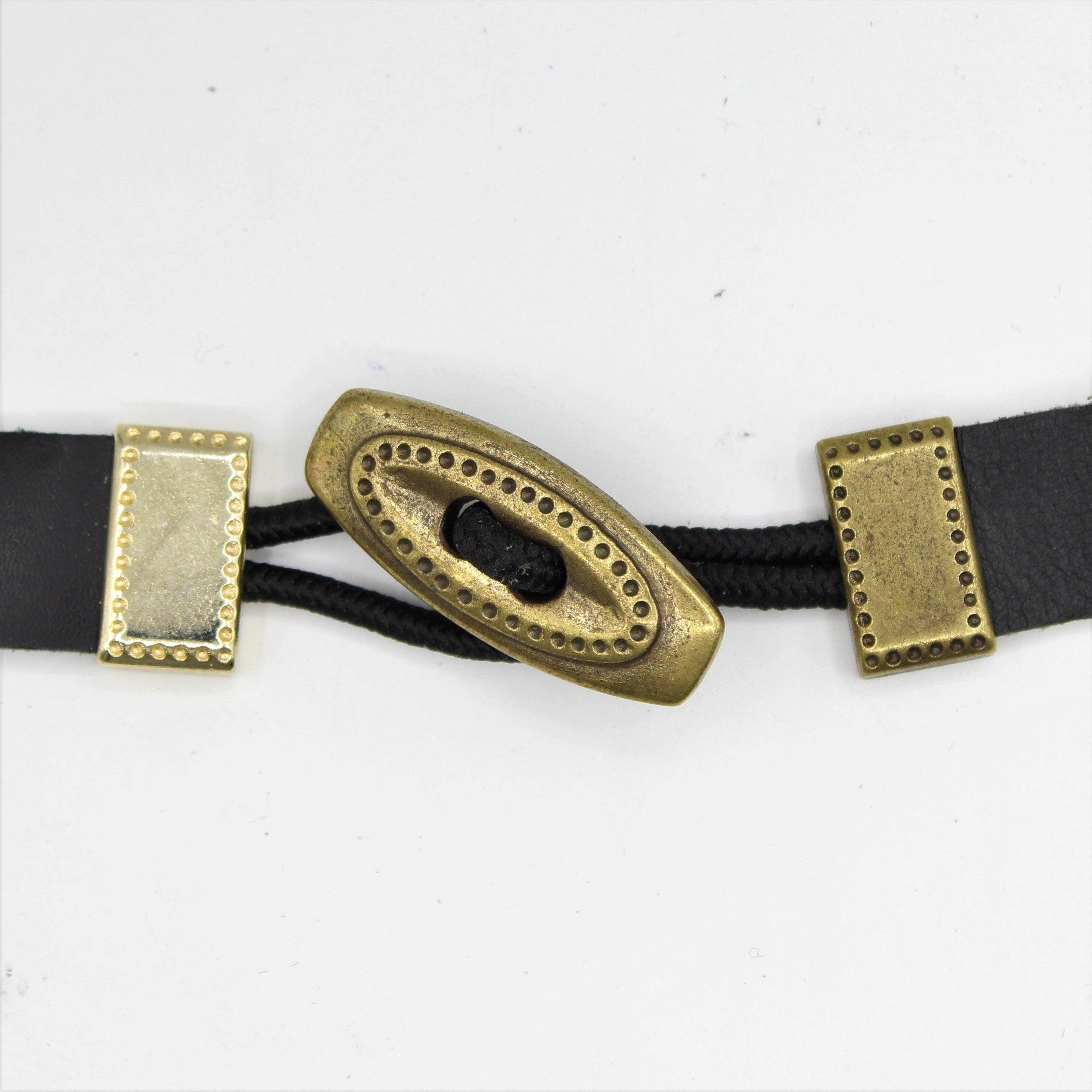 Leather and Gold Bag Buckle Fastener 13cm - ACCESSOIRES LEDUC BV