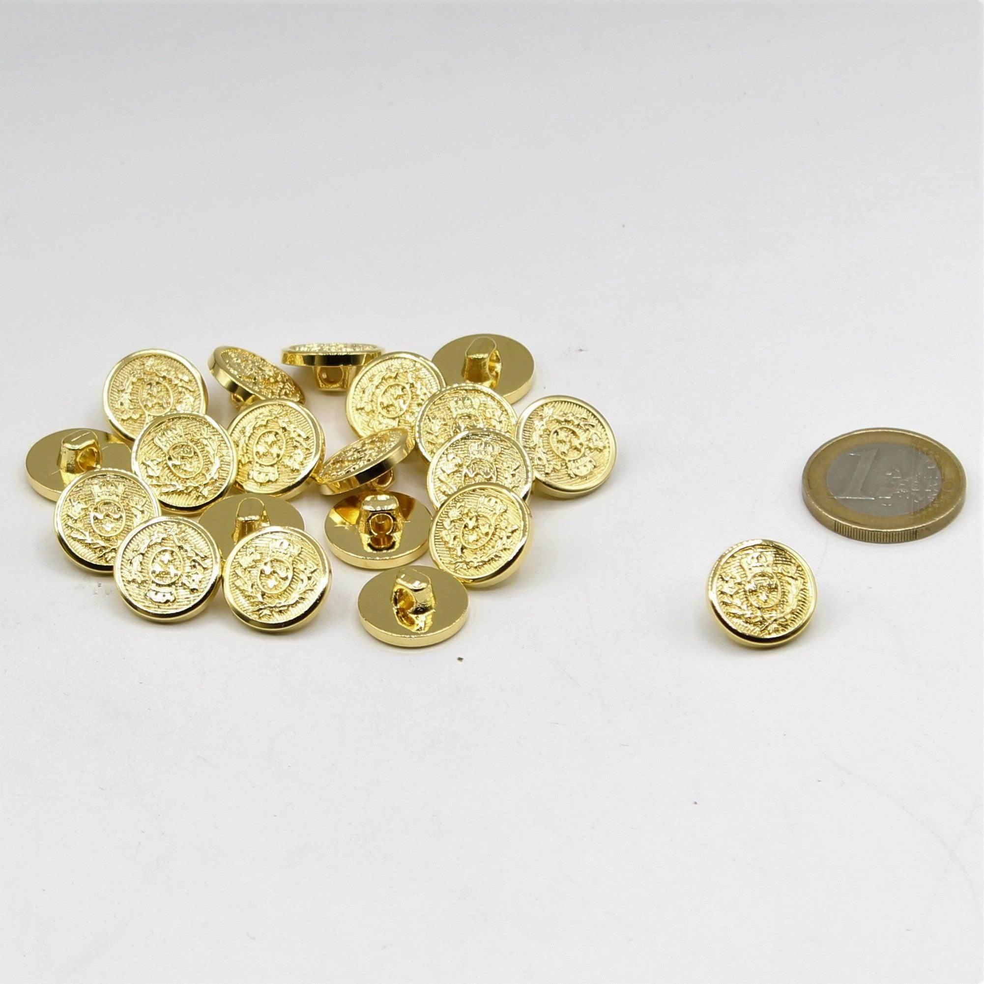 Gold and Silver Metallized Nylon Shank Button with Crown Design 15,18,20 and 23mm - ACCESSOIRES LEDUC BV
