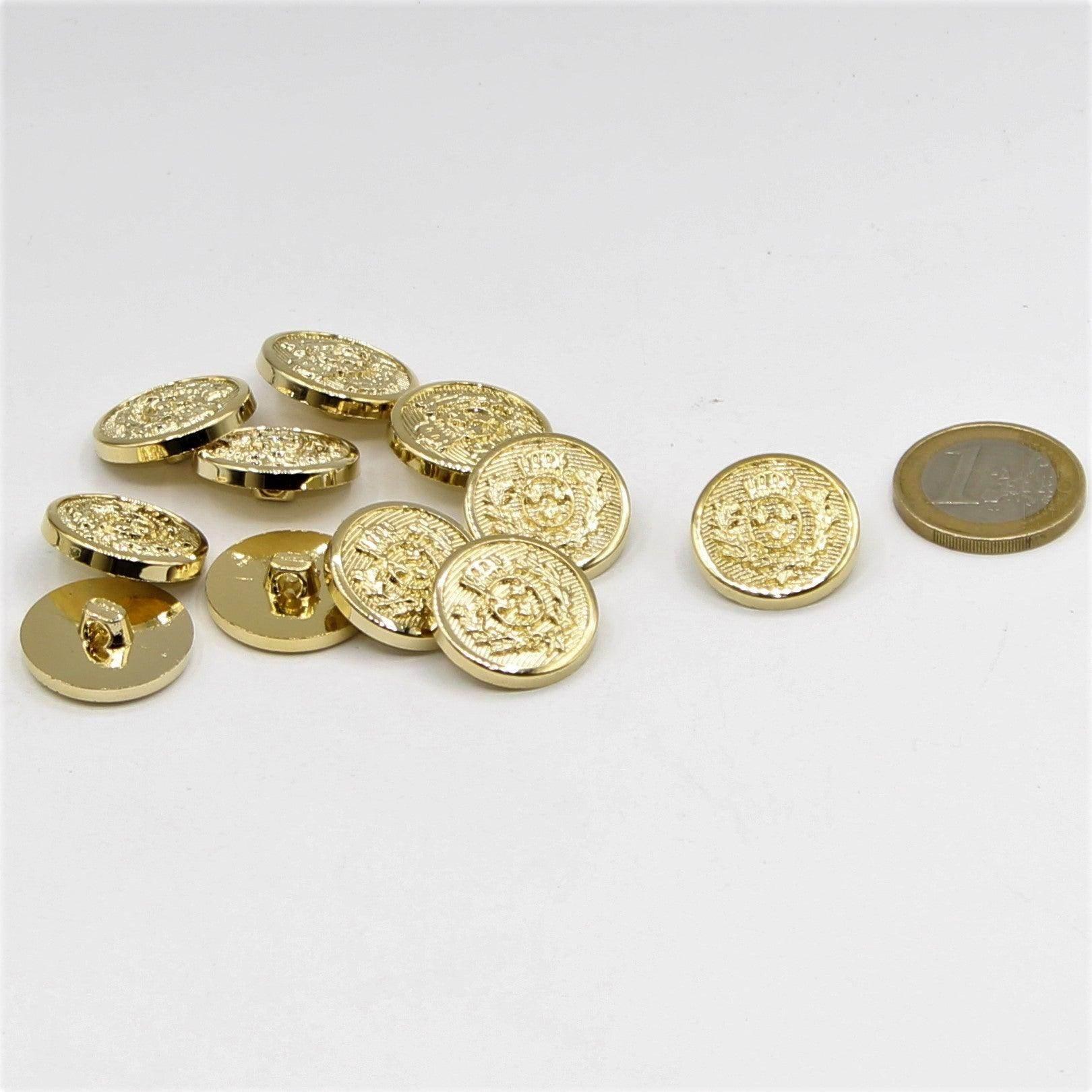 Gold and Silver Metallized Nylon Shank Button with Crown Design 15,18,20 and 23mm - ACCESSOIRES LEDUC BV