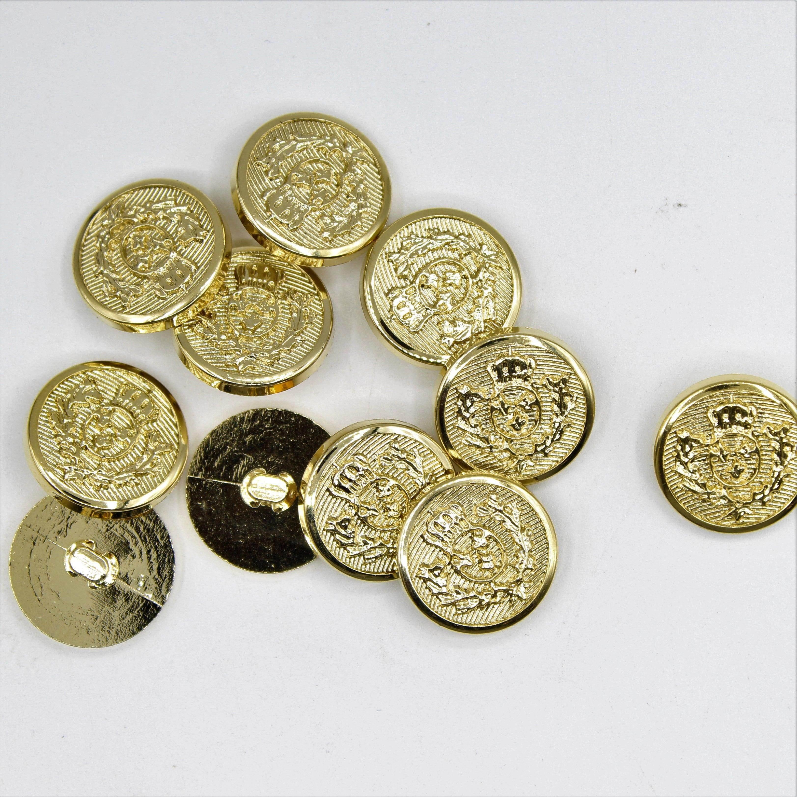 Gold and Silver Metallized Nylon Shank Button with Crown Design 15,18,20 and 23mm - ACCESSOIRES LEDUC BV