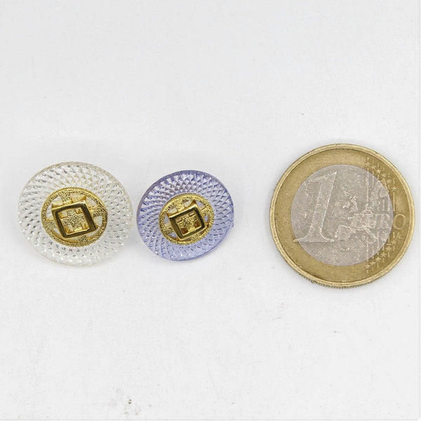 White or Purple Shank Button with Gold 15, 18mm - ACCESSOIRES LEDUC BV