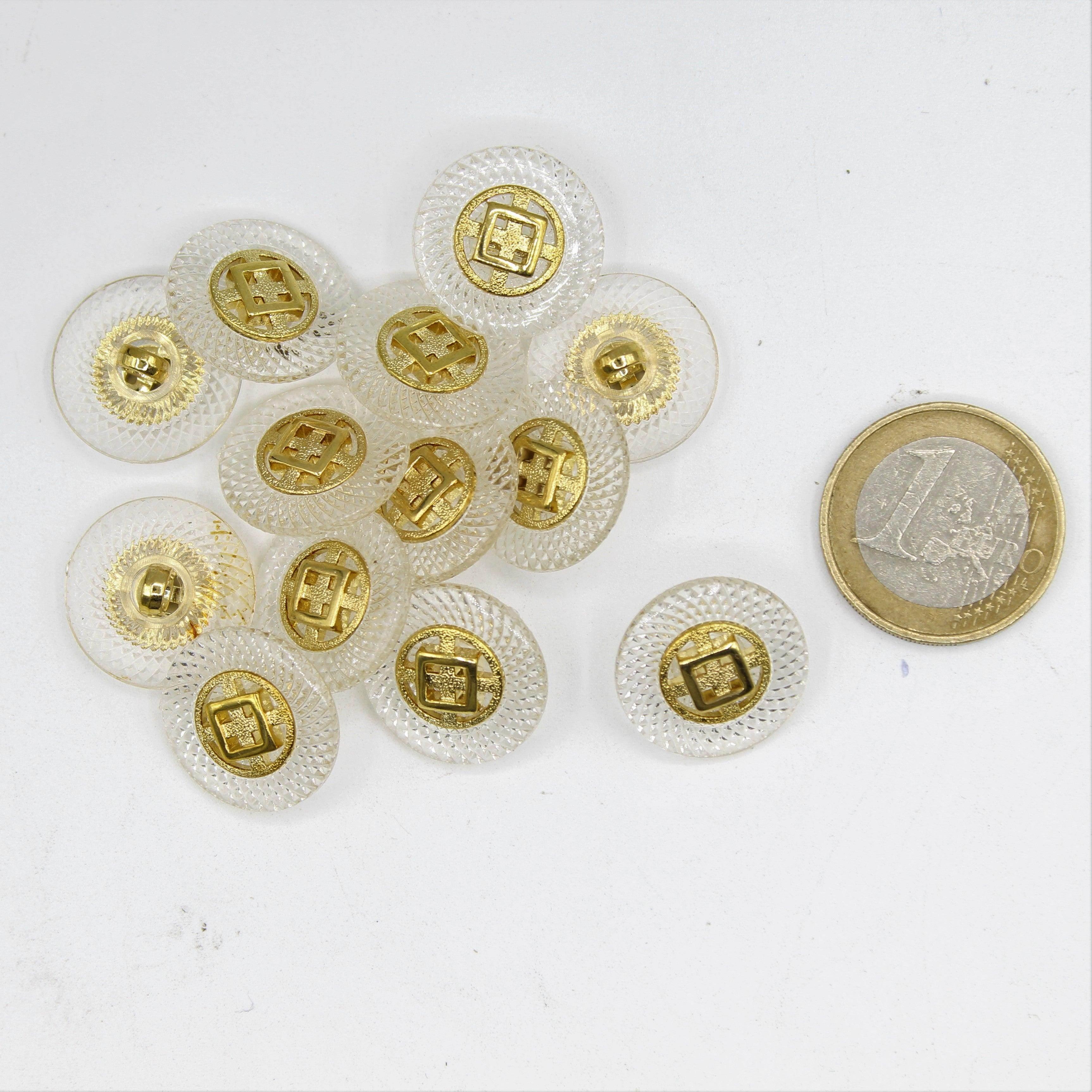 White or Purple Shank Button with Gold 15, 18mm - ACCESSOIRES LEDUC BV