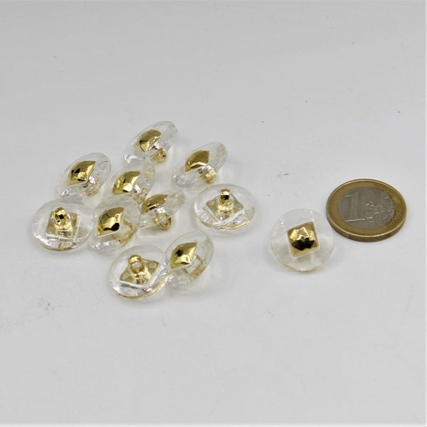 Transparent Shank Button with Gold Square 9mm - ACCESSOIRES LEDUC