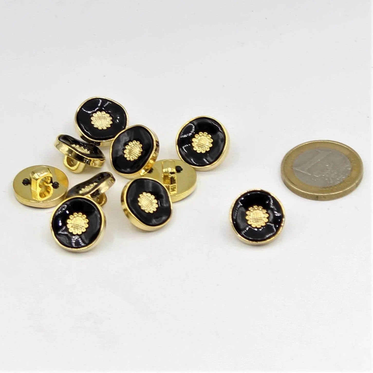 Black, white and Blue Shank Button with Gold 15,18 and 21mm - ACCESSOIRES LEDUC BV