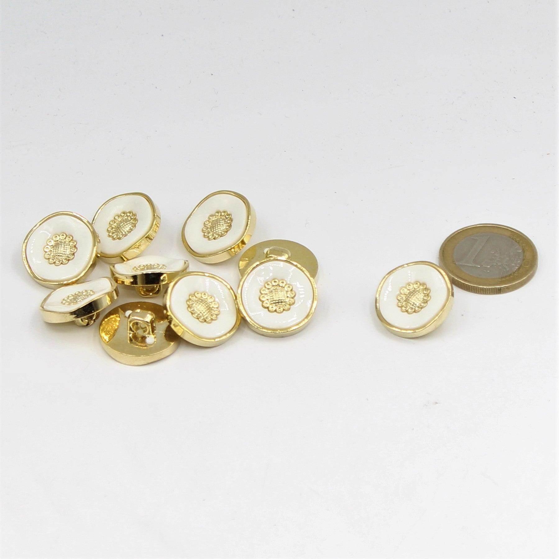 Black, white and Blue Shank Button with Gold 15,18 and 21mm - ACCESSOIRES LEDUC BV