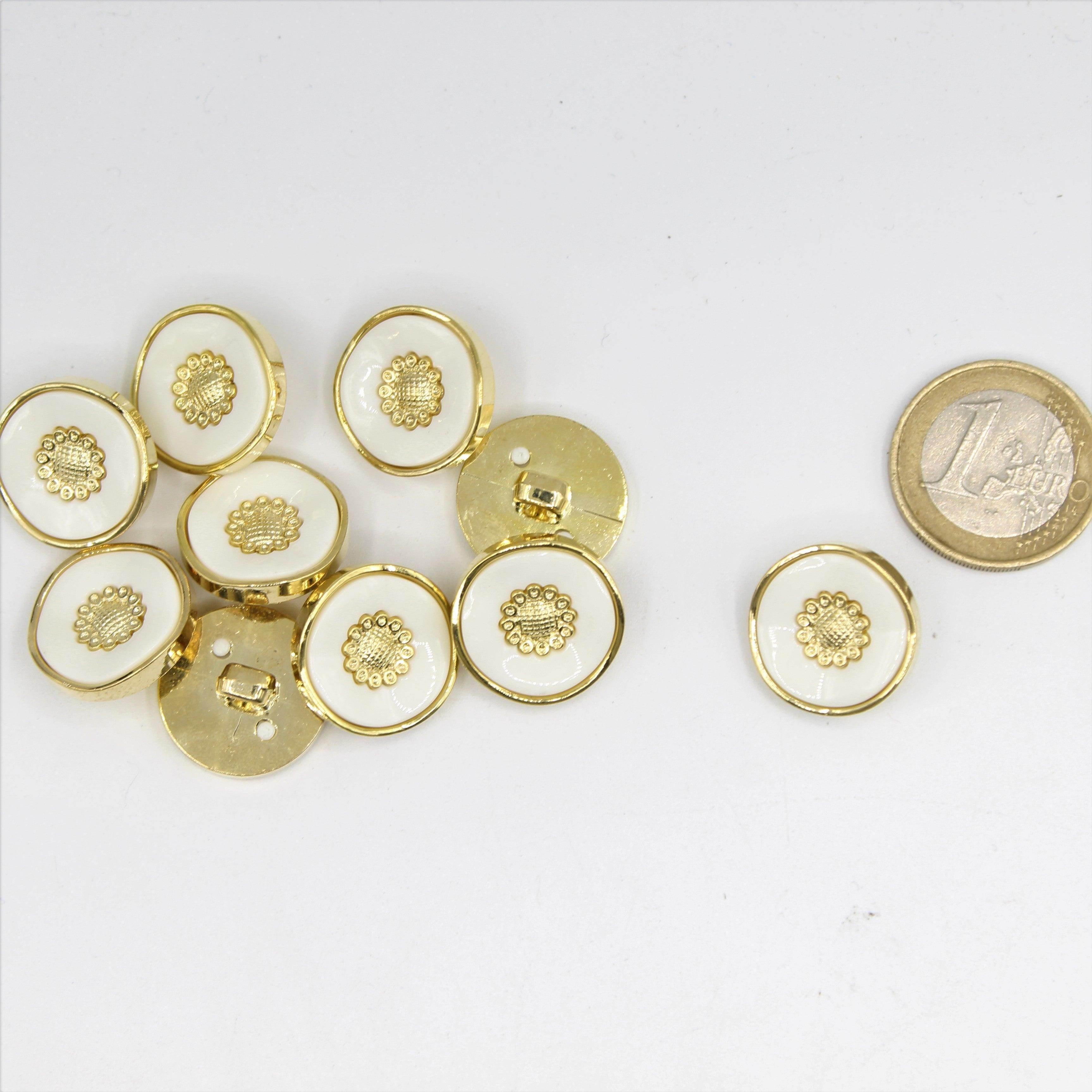 Black, white and Blue Shank Button with Gold 15,18 and 21mm - ACCESSOIRES LEDUC BV