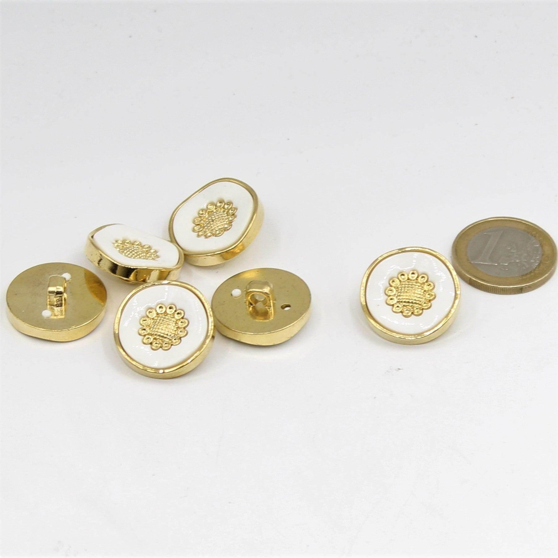Black, white and Blue Shank Button with Gold 15,18 and 21mm - ACCESSOIRES LEDUC BV