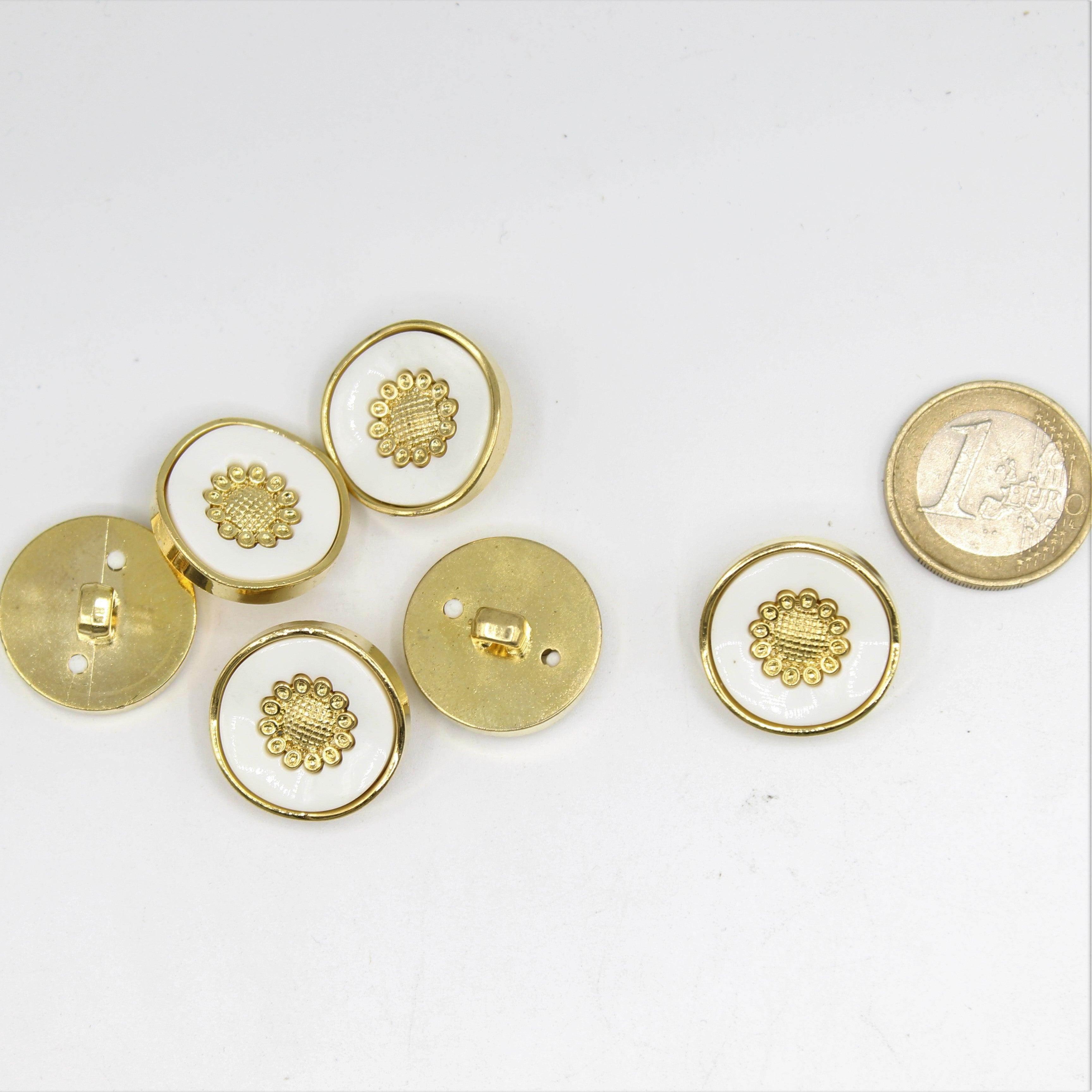 Black, white and Blue Shank Button with Gold 15,18 and 21mm - ACCESSOIRES LEDUC BV