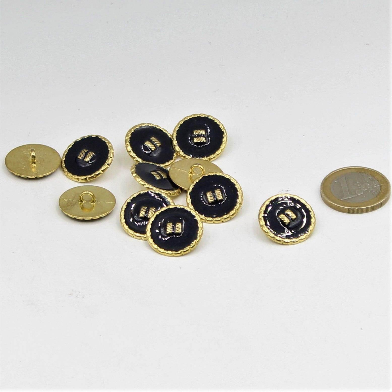 Gold and Navy Shank Button with 2 Golden Lines 15,18 and 23mm - ACCESSOIRES LEDUC BV