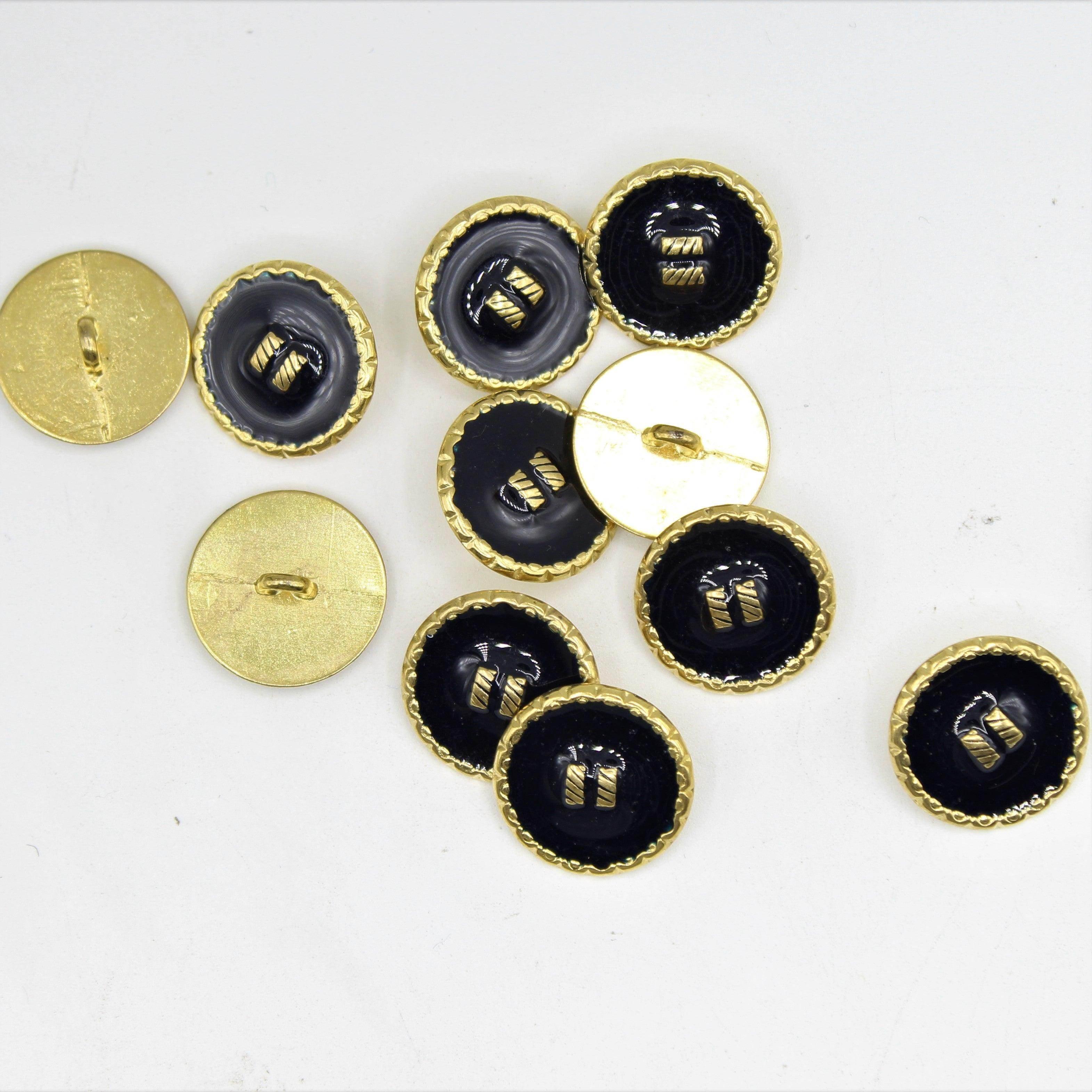 Gold and Navy Shank Button with 2 Golden Lines 15,18 and 23mm - ACCESSOIRES LEDUC BV