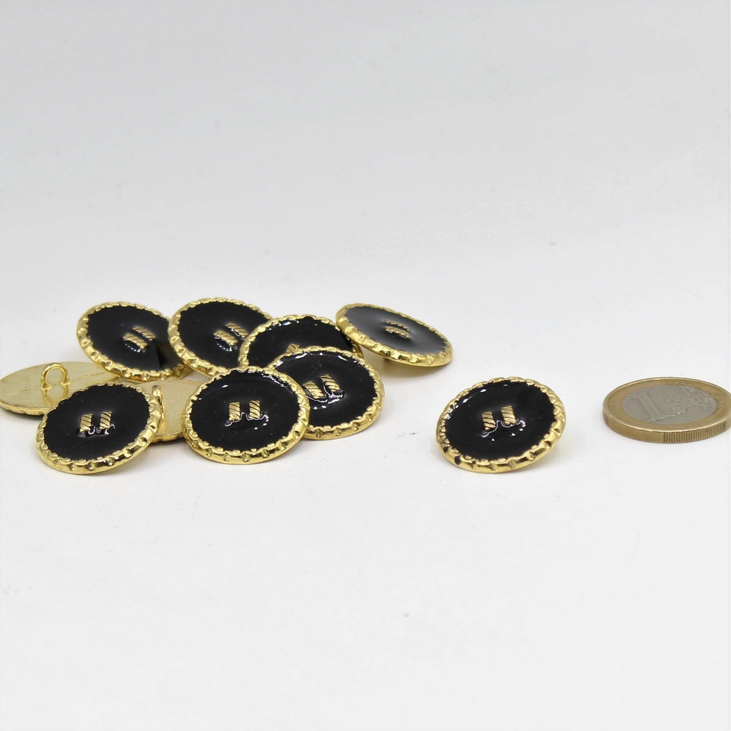 Gold and Navy Shank Button with 2 Golden Lines 15,18 and 23mm - ACCESSOIRES LEDUC BV