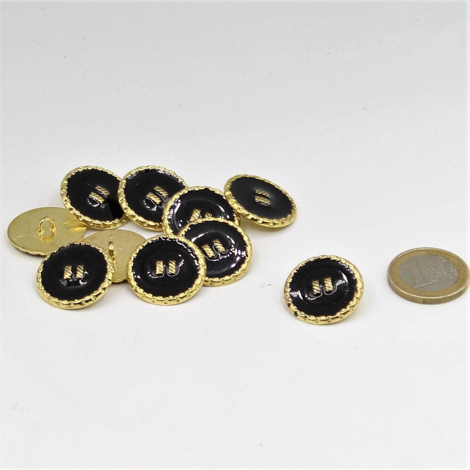 Gold and Navy Shank Button with 2 Golden Lines 15,18 and 23mm - ACCESSOIRES LEDUC BV