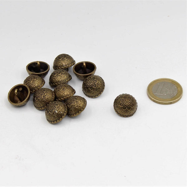 Vintage Metal Zamac Shank Button with Flower Pattern 15,18,20 and 23mm - ACCESSOIRES LEDUC BV