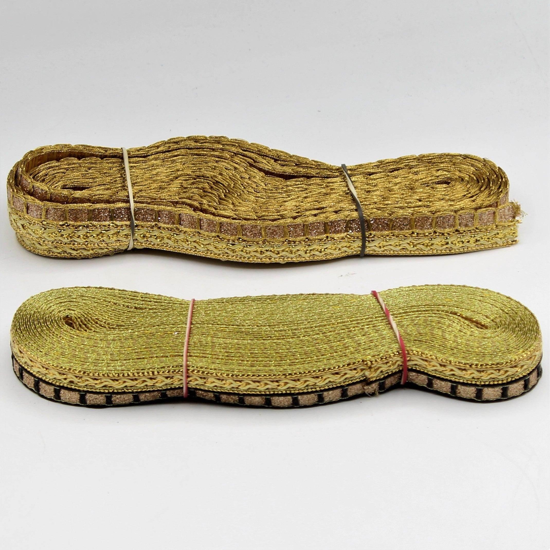 5 Meter Gold or Black Gold Woven Ribbon with Sequins 6 mm - ACCESSOIRES LEDUC BV