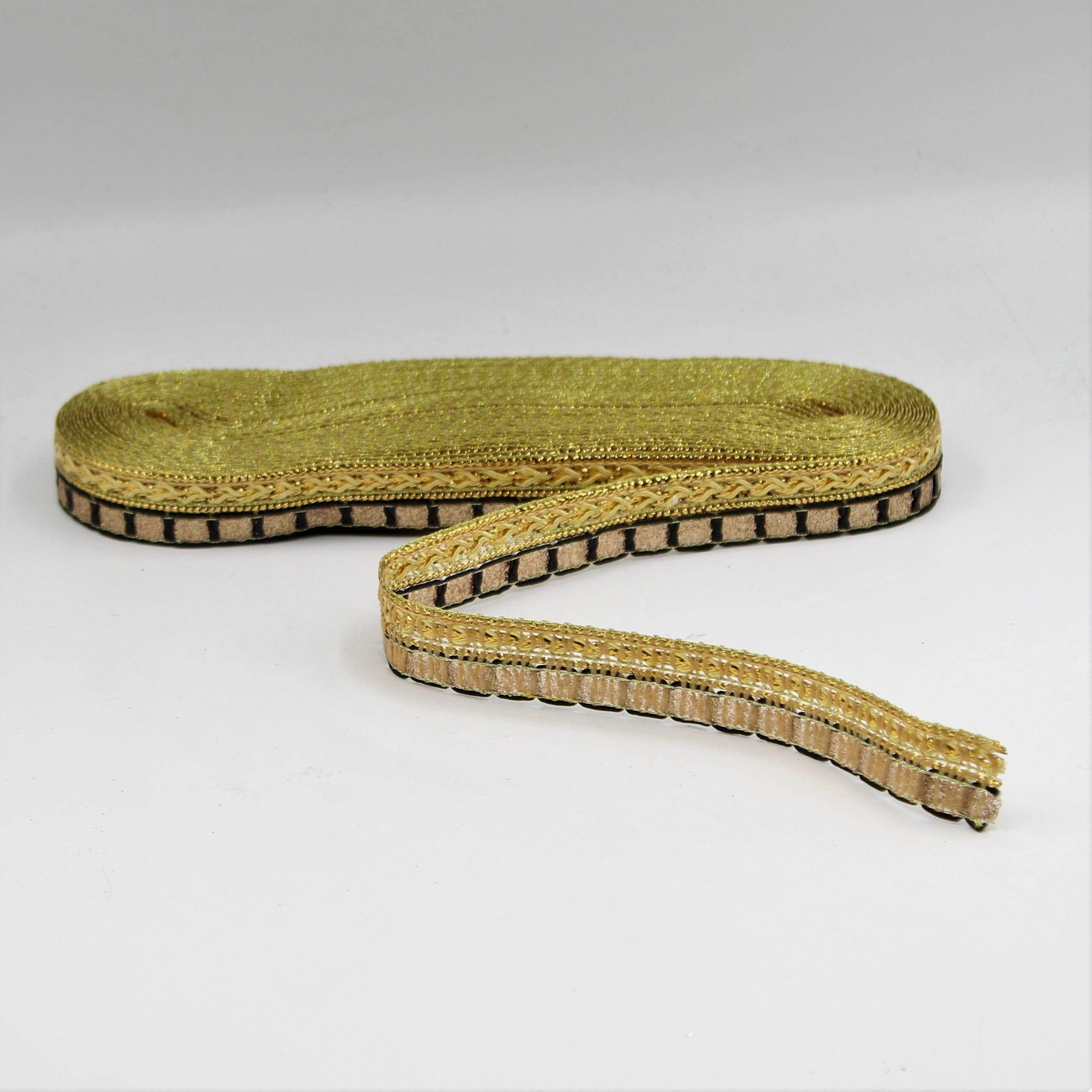 5 Meter Gold or Black Gold Woven Ribbon with Sequins 6 mm - ACCESSOIRES LEDUC BV