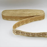 5 Meter Beige Cotton Ribbon with Gold Patterns 30mm - ACCESSOIRES LEDUC BV