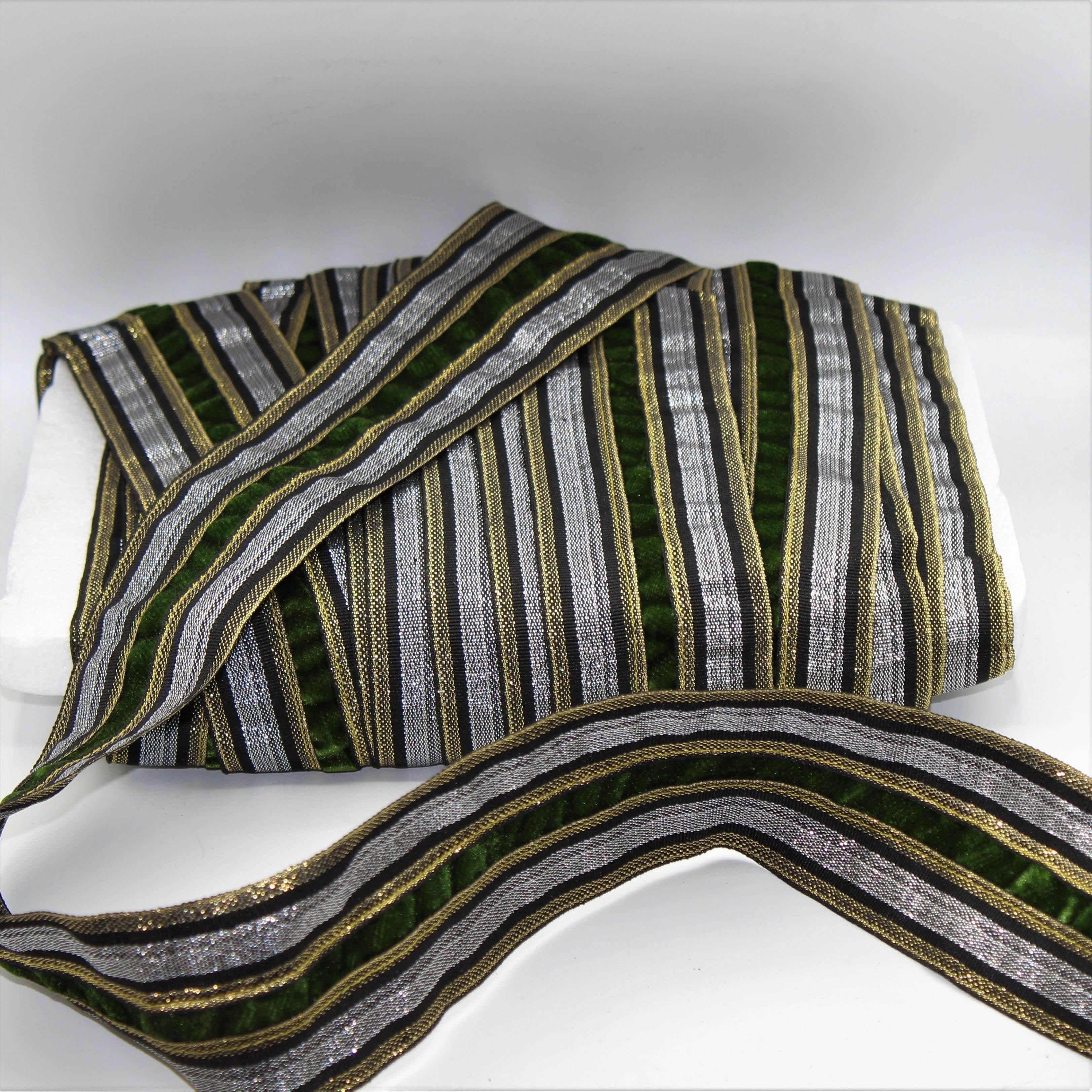 1Meter Ribbon Lurex Combined with Different colors 47mm #RUB02i - ACCESSOIRES LEDUC BV