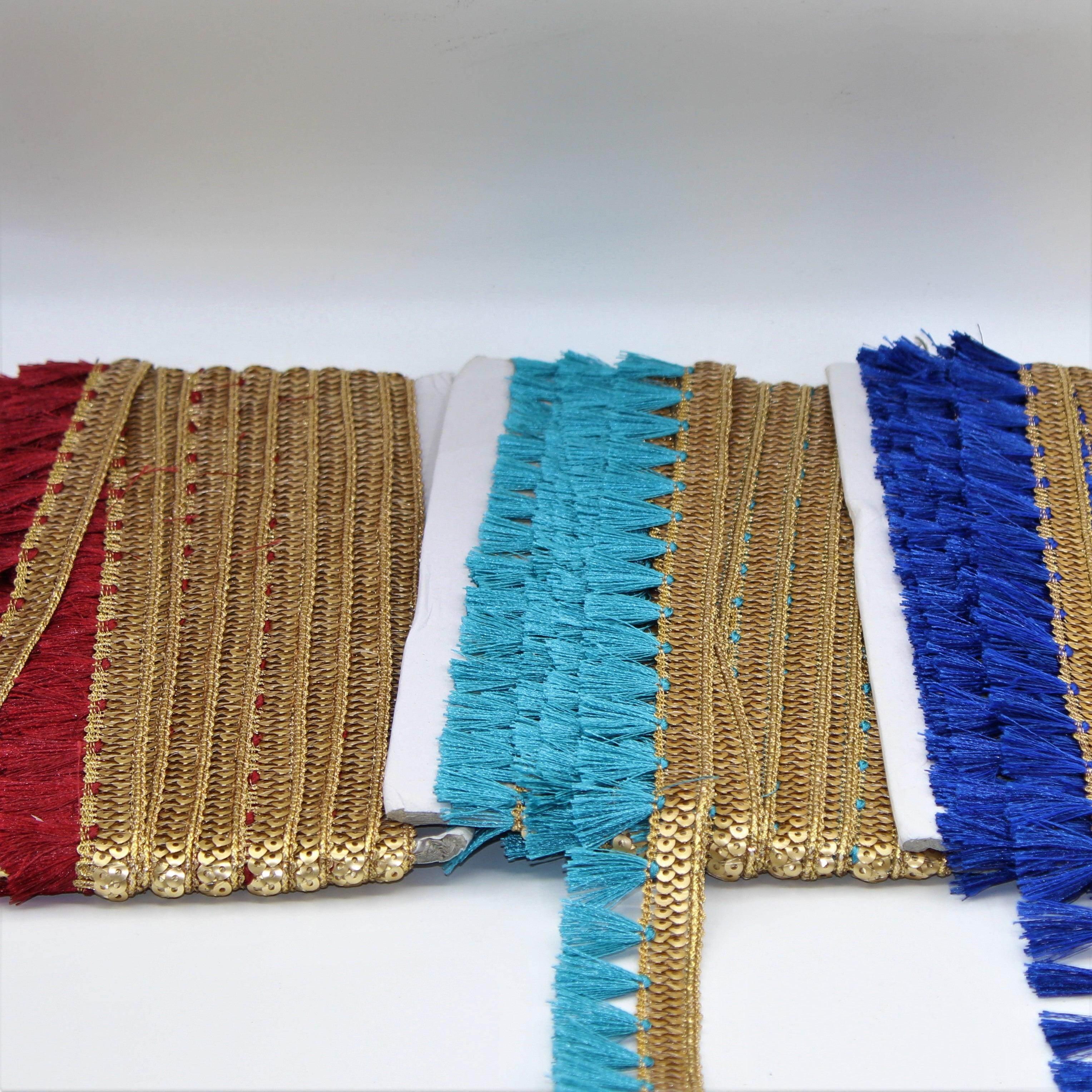 1Meter Golden ribbon with Sequins and Tassel in Different Colors 20mm - ACCESSOIRES LEDUC BV