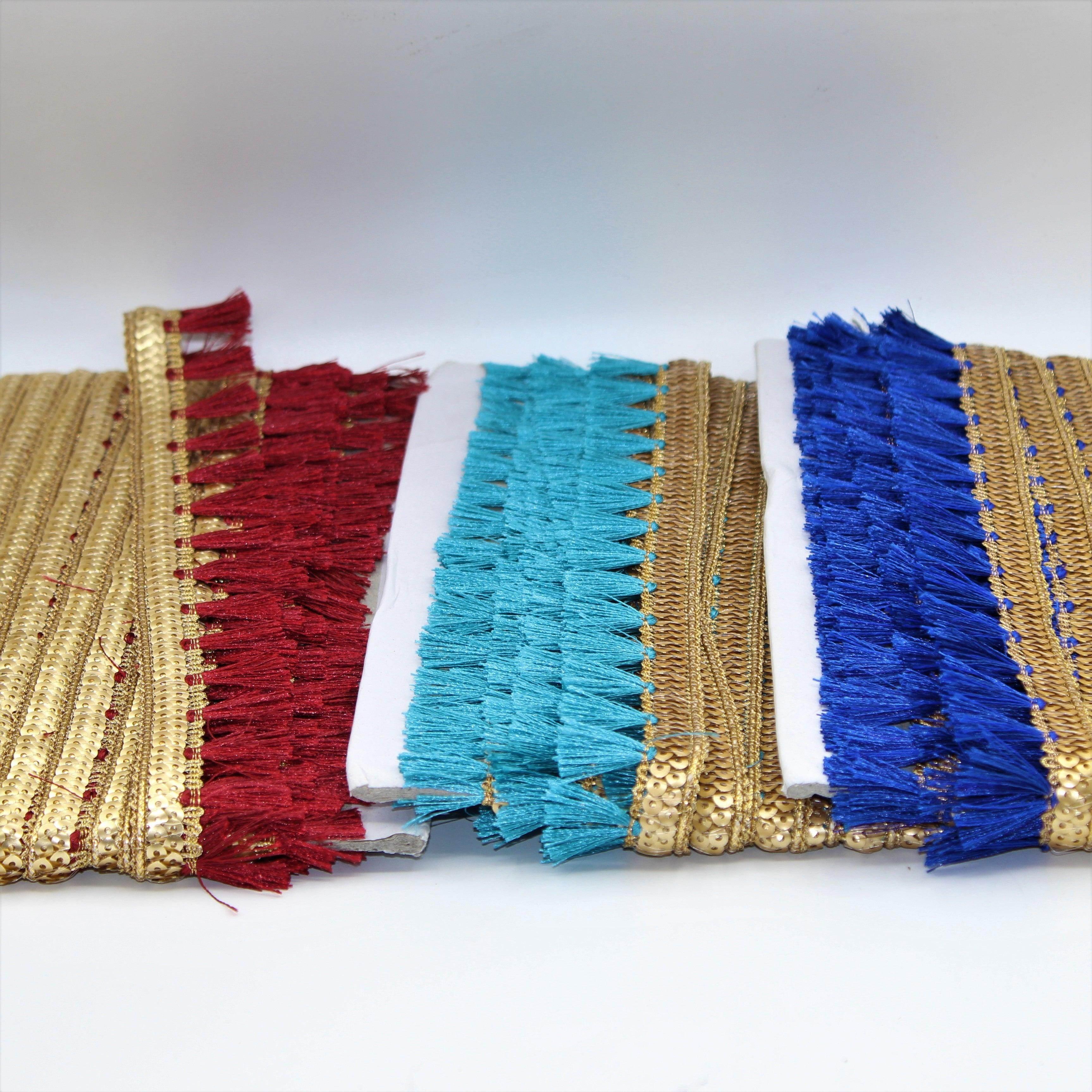 1Meter Golden ribbon with Sequins and Tassel in Different Colors 20mm - ACCESSOIRES LEDUC BV