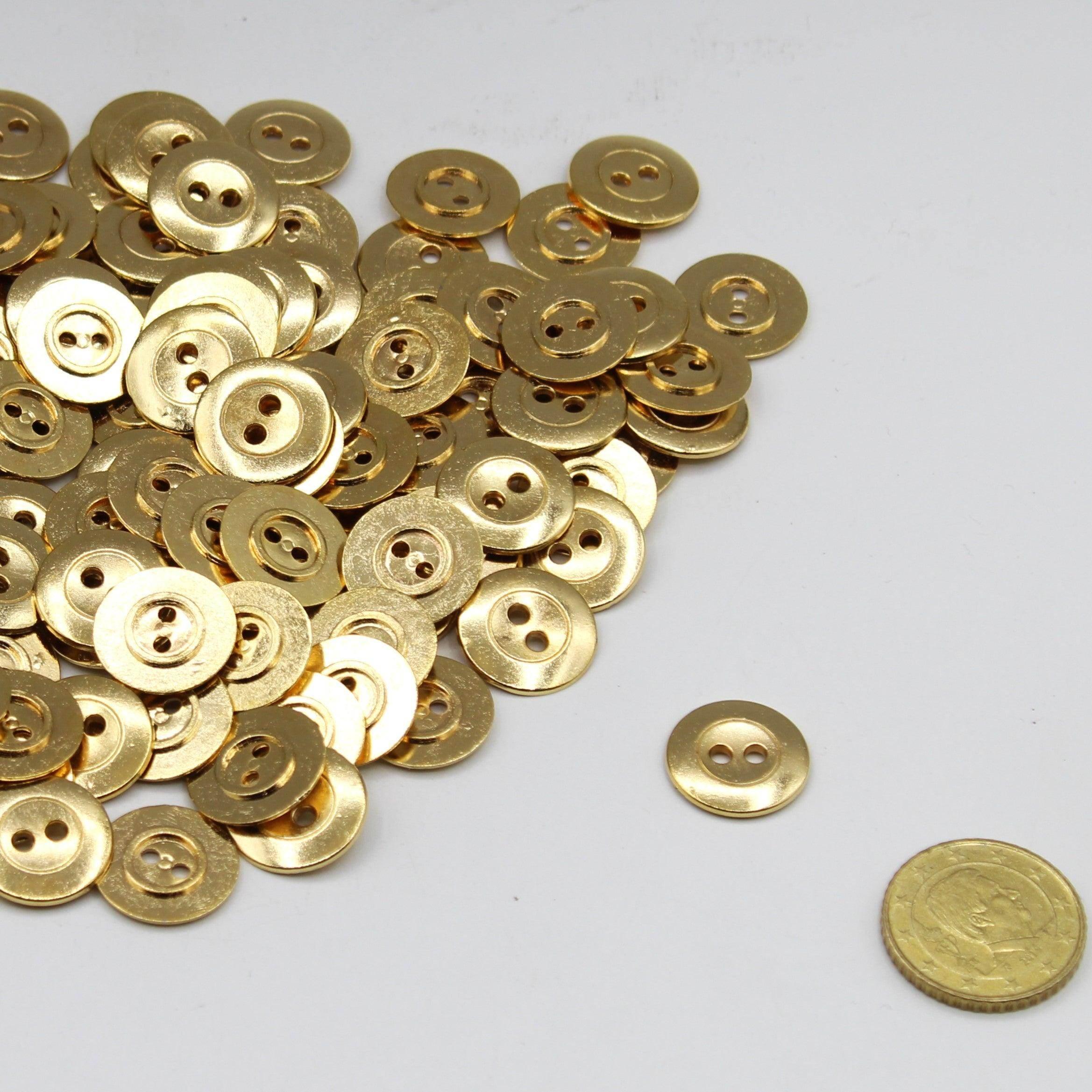 Gold ZAMAk Button two holes,18MM#KZ250128 - ACCESSOIRES LEDUC BV