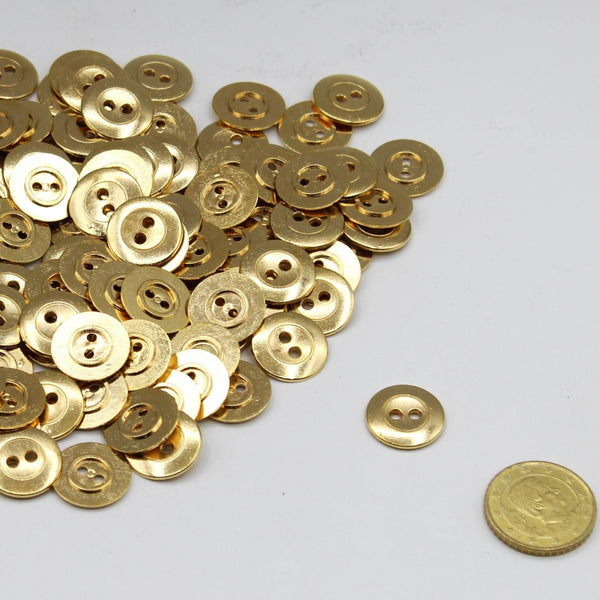 Gold ZAMAk Button two holes,18MM#KZ250128 - ACCESSOIRES LEDUC BV