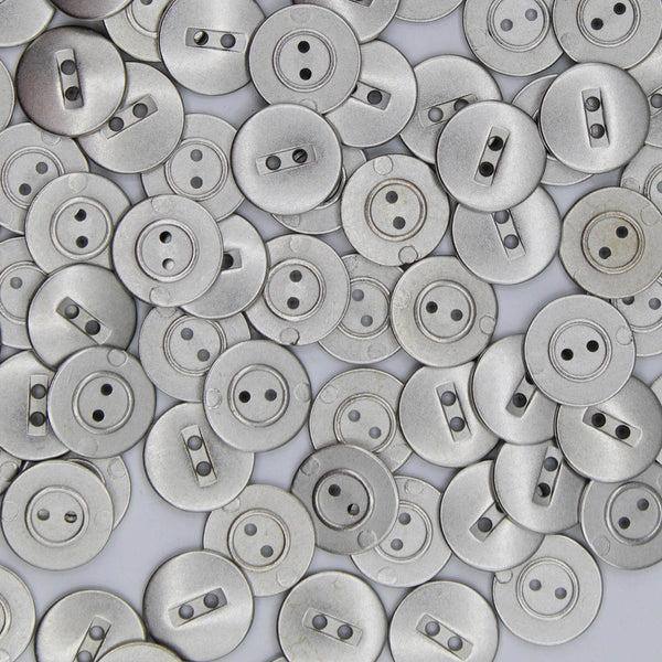 Silver Metal Buttons with two Holes, Flat Buttons in ZAMAK, 18MM#KZ2004 - ACCESSOIRES LEDUC BV