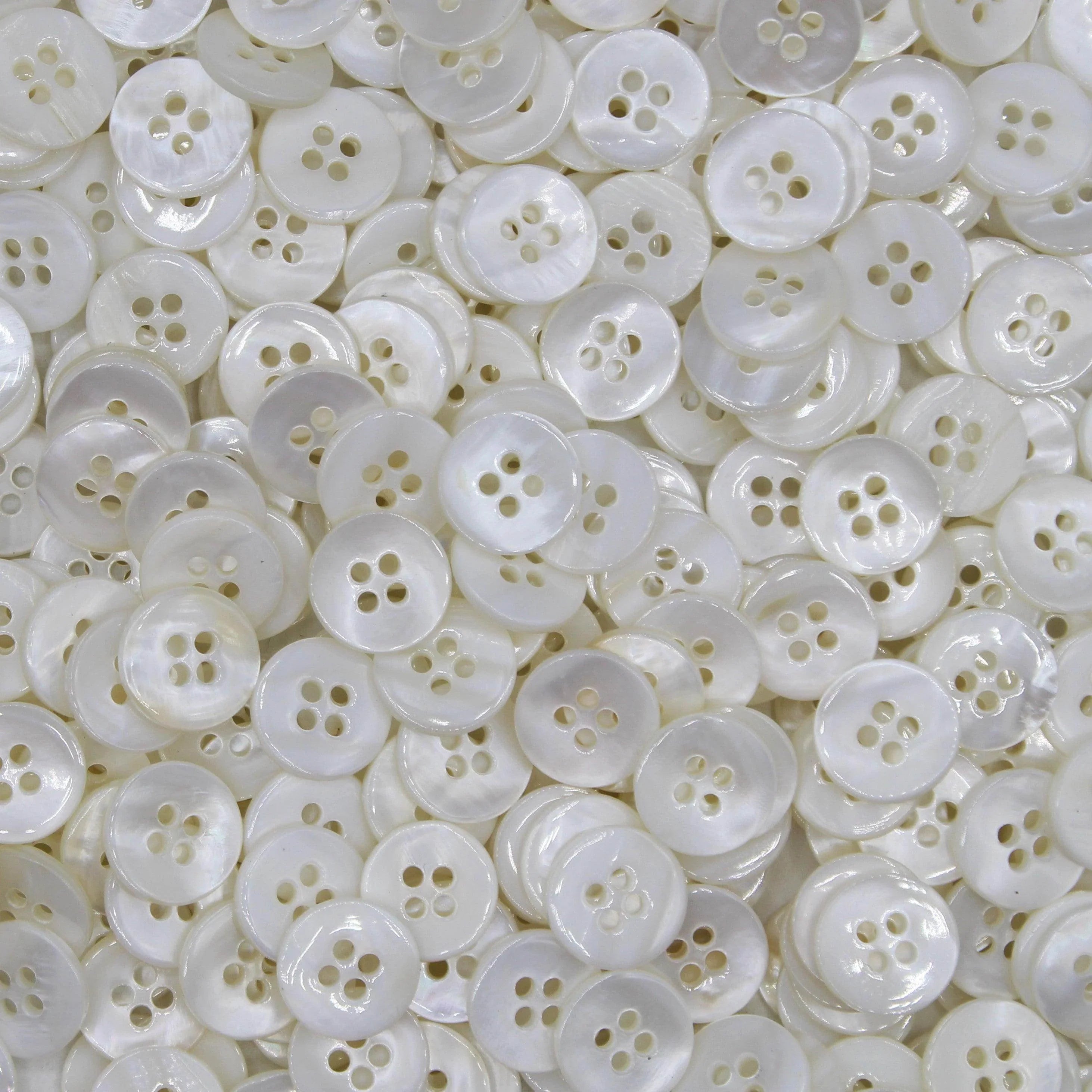 100 pcs. 4 Holes Shell Button, White Shell Button 12 and 20MM, Rivershell#KS4504 - ACCESSOIRES LEDUC BV
